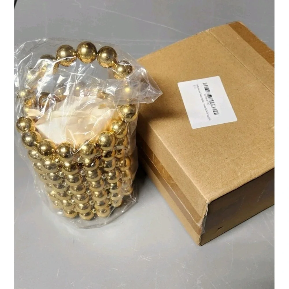 Gold Pearl Beaded Crossbody/Clutch Bag w/ DustBag NEW